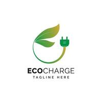 Eco charge green energy logo design template vector