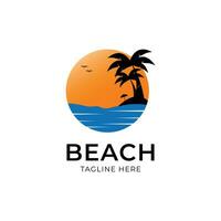 plantilla de vector de diseño de logotipo de playa