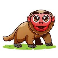 cute uakari cartoon, animal alphabet cute cartoon vector