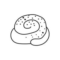 Hand drawn Kids drawing Cartoon Vector illustration cinnamon roll icon Isolated on White Background