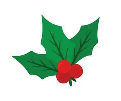 Holly Berry Leaves Icon Christmas Element Decoration Vector Illustration