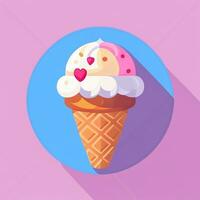 AI generated Ice Cream Icon Clip Art Sticker Decoration Simple Background photo