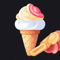 AI generated Ice Cream Icon Clip Art Sticker Decoration Simple Background photo