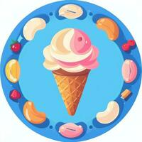 AI generated Ice Cream Icon Clip Art Sticker Decoration Simple Background photo