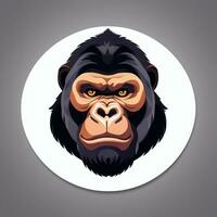 AI generated Gorilla Icon Avatar Gamer Clip Art Sticker Decoration Simple Background photo