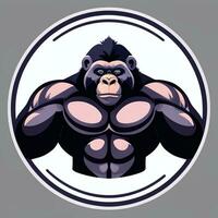 AI generated Gorilla Icon Avatar Gamer Clip Art Sticker Decoration Simple Background photo