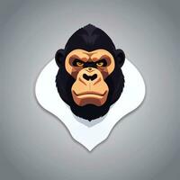 AI generated Gorilla Icon Avatar Gamer Clip Art Sticker Decoration Simple Background photo