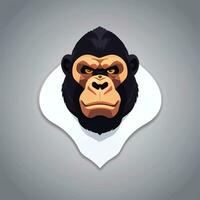 AI generated Gorilla Icon Avatar Gamer Clip Art Sticker Decoration Simple Background photo