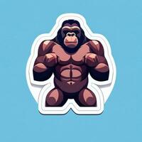 AI generated Gorilla Icon Avatar Gamer Clip Art Sticker Decoration Simple Background photo