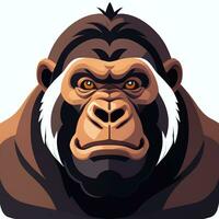 AI generated Gorilla Icon Avatar Gamer Clip Art Sticker Decoration Simple Background photo