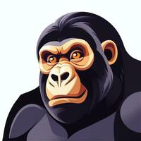 AI generated Gorilla Icon Avatar Gamer Clip Art Sticker Decoration Simple Background photo