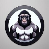 AI generated Gorilla Icon Avatar Gamer Clip Art Sticker Decoration Simple Background photo