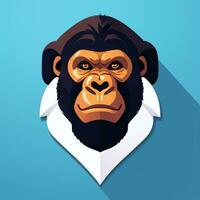 AI generated Gorilla Icon Avatar Gamer Clip Art Sticker Decoration Simple Background photo