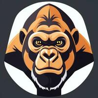 AI generated Gorilla Icon Avatar Gamer Clip Art Sticker Decoration Simple Background photo