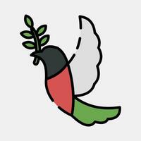 Icon a dove carrying an olive branch. Palestine elements. Icons in filled line style. Good for prints, posters, logo, infographics, etc. vector