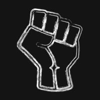 Icon raised hand with clenched. Palestine elements. Icons in chalk style. Good for prints, posters, logo, infographics, etc. vector