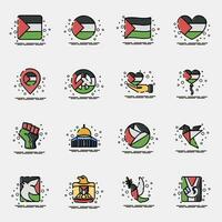 Icon set of palestine. Palestine elements. Icons in MBE style. Good for prints, posters, logo, infographics, etc. vector