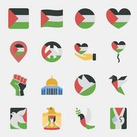 Icon set of palestine. Palestine elements. Icons in flat style. Good for prints, posters, logo, infographics, etc. vector