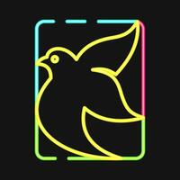 Icon dove in a rectangle. Palestine elements. Icons in neon style. Good for prints, posters, logo, infographics, etc. vector