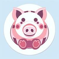 AI generated Pig Icon Avatar Gamer Clip Art Sticker Decoration Simple Background photo