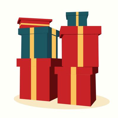 blue red present gift boxes stack shape vector illustration white background