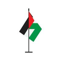 folded effect national flag of palestine with pole symbol icon flat vector illustration design