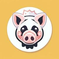 AI generated Pig Icon Avatar Gamer Clip Art Sticker Decoration Simple Background photo