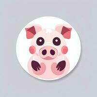 AI generated Pig Icon Avatar Gamer Clip Art Sticker Decoration Simple Background photo