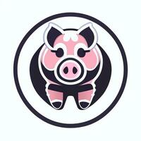 AI generated Pig Icon Avatar Gamer Clip Art Sticker Decoration Simple Background photo