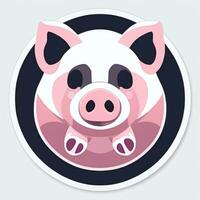 AI generated Pig Icon Avatar Gamer Clip Art Sticker Decoration Simple Background photo