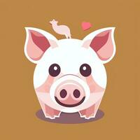 AI generated Pig Icon Avatar Gamer Clip Art Sticker Decoration Simple Background photo