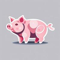 AI generated Pig Icon Avatar Gamer Clip Art Sticker Decoration Simple Background photo