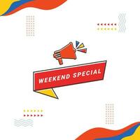 Weekend special banner with colorful modern geometric abstract background and colorful waves vector