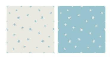 Snowflakes pattern set. Festive ornament in retro style. Christmas simple seamless abstract texture vector