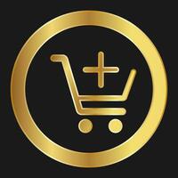 Shopping cart simple isolated gold icon for apps and websites vector