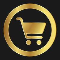 compras carro sencillo aislado oro icono para aplicaciones y sitios web vector