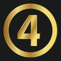 Gold icon with number four Concept of internet icon vector