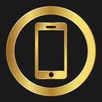 Shopping handset phone or telephone number, or helpdesk simple gold icon for apps and websites vector