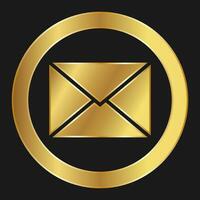 Shopping envelope or letter or  message gold isolated icon for apps and websites vector