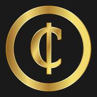 Gold Cedi icon Concept of internet web currency vector