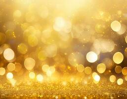 AI generated Golden background with bokeh. photo