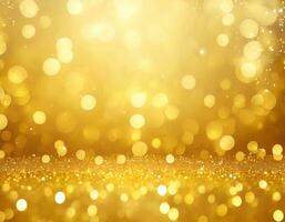 AI generated christmas holiday background. abstract golden bokeh lights background photo