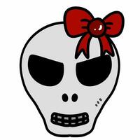 skull with ribbon on white background. illustration. photo