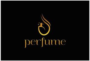 perfume logo con dorado degradado color vector