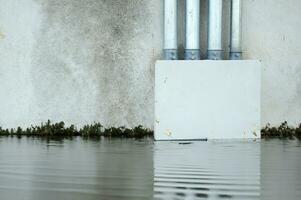 a white electric cube on the floor in the water photo