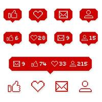 Social media notification icon pixel art style vector