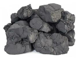 black coal isolated on white background photo