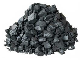 black coal isolated on white background photo