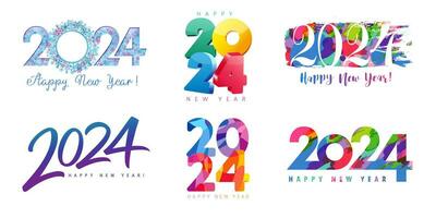 Set of Happy New Year 2024 number icons. Creative design. Postcard elements. vector