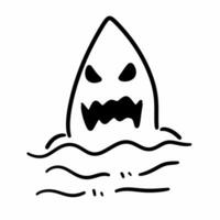 dibujos animados garabatear fantasma tiburón. negro y aislado foto